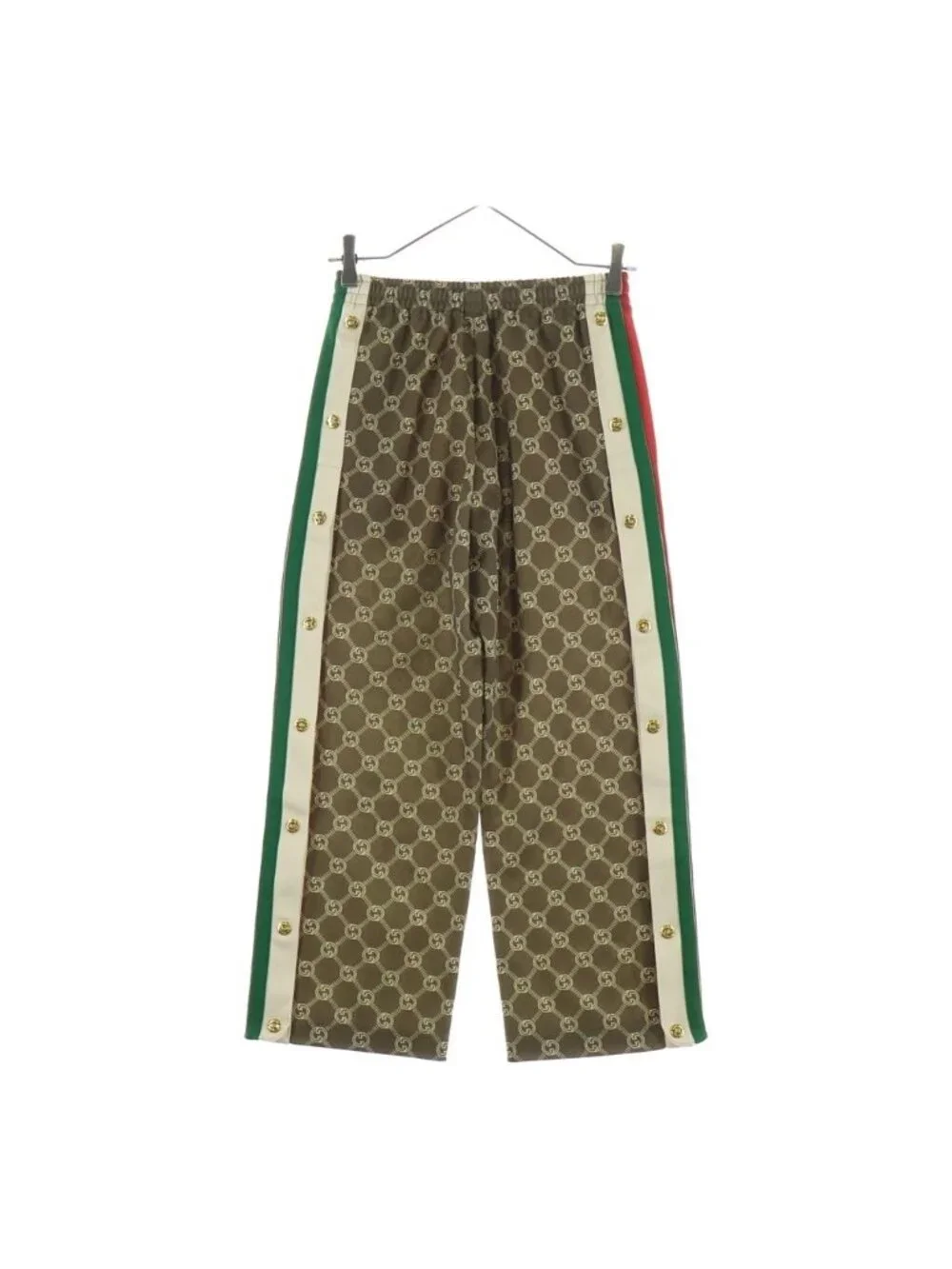 Gucci 22 AW Interlocking G Track Pants Sherry Line Side Snap Button Brown